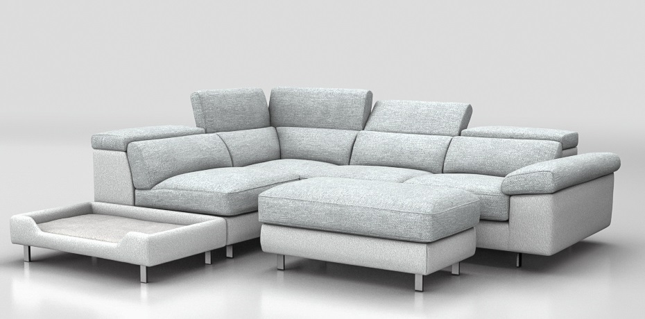 Nibbio - corner sofa - left penisula with pouf